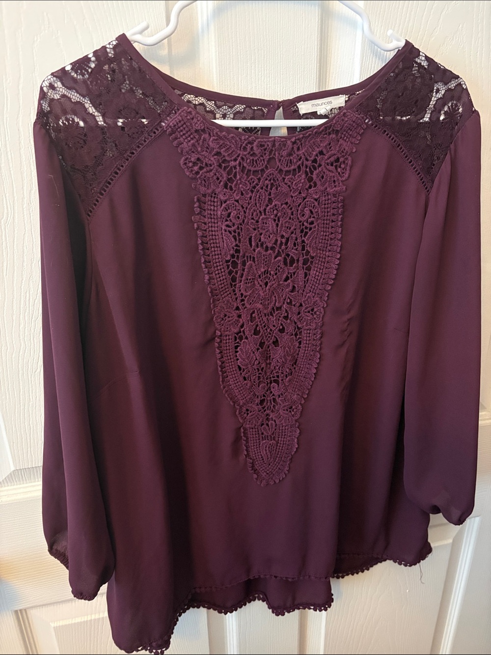 Maurices Deep Plum Lace Front Blouse